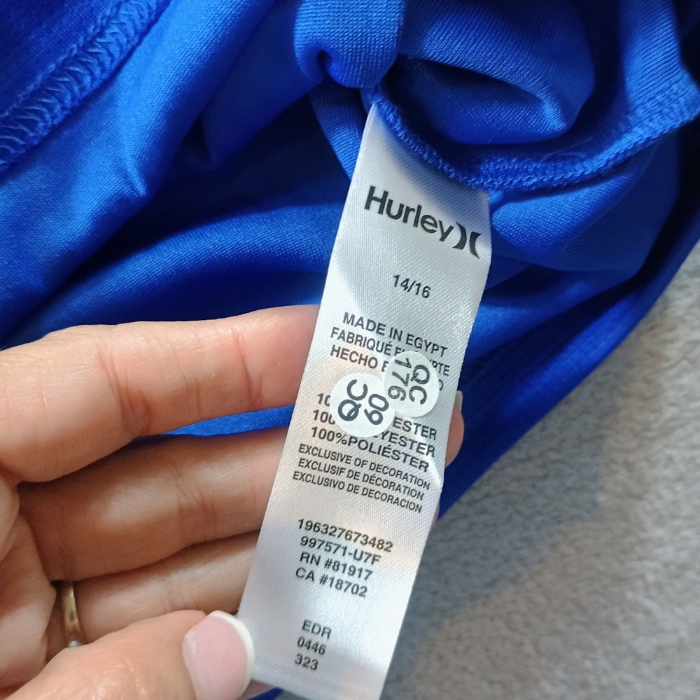 Hurley Boys H2O-Dri Hoodie Blue 14/16 Graphic Logo Lightweight Sweatshirt - Picture 6 of 8